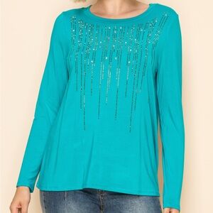 Jade Rhinestone Top